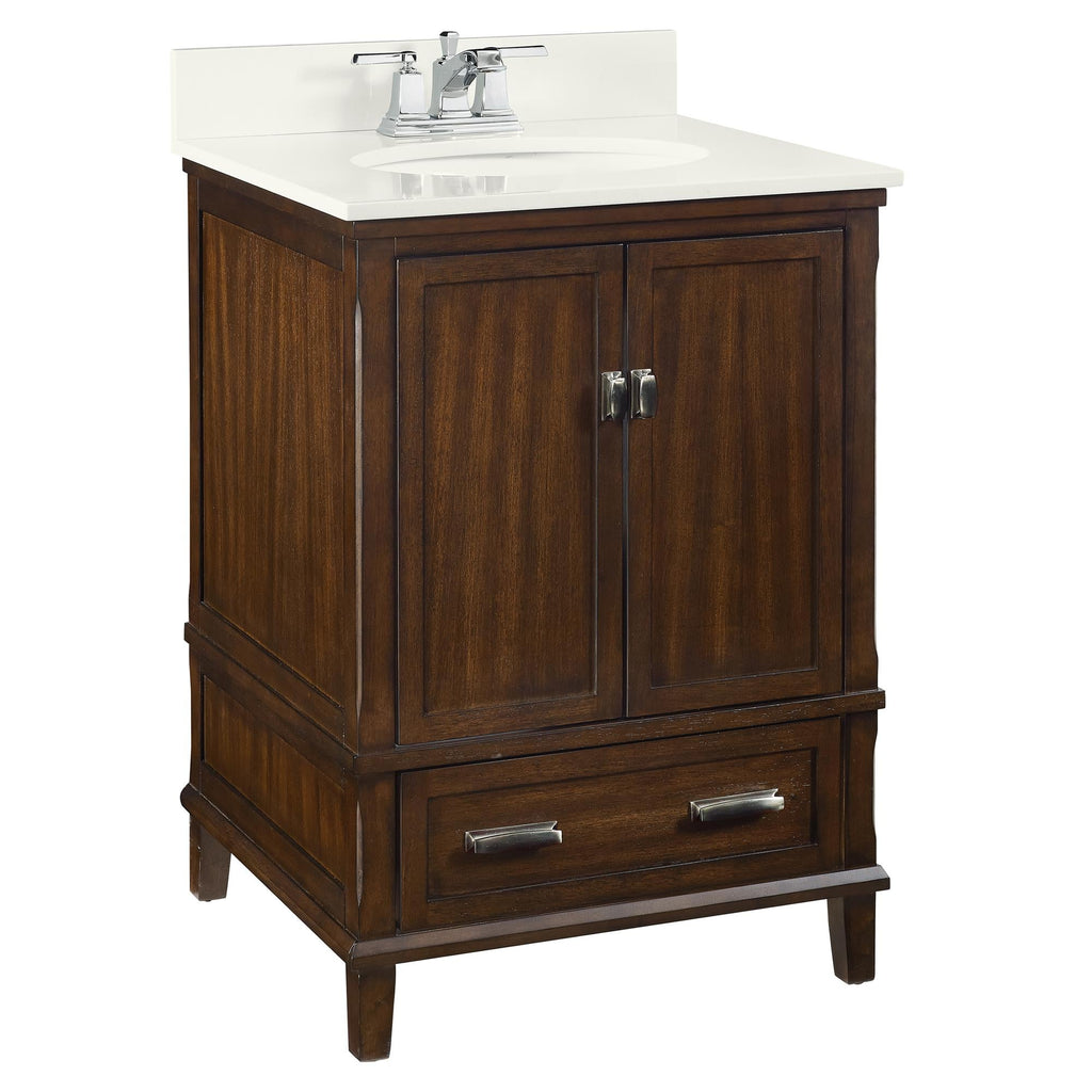 Otum Solid Wood 18-30 Inch Bathroom Vanity with Pre-Installed Oval Porcelain Sink