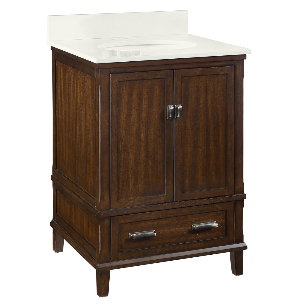 Otum Solid Wood 18-30 Inch Bathroom Vanity with Pre-Installed Oval Porcelain Sink