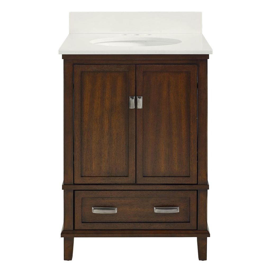 Otum Solid Wood 18-30 Inch Bathroom Vanity with Pre-Installed Oval Porcelain Sink