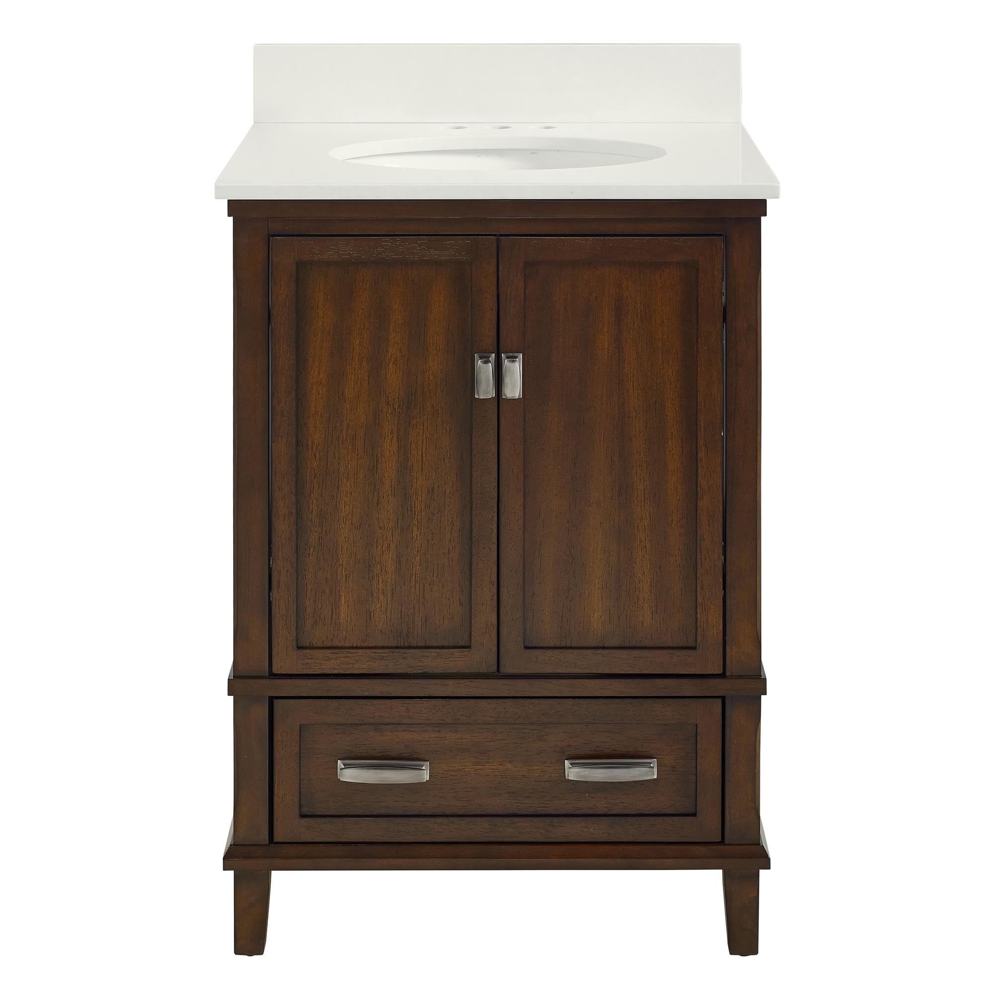Otum Solid Wood 18-30 Inch Bathroom Vanity with Pre-Installed Oval Porcelain Sink