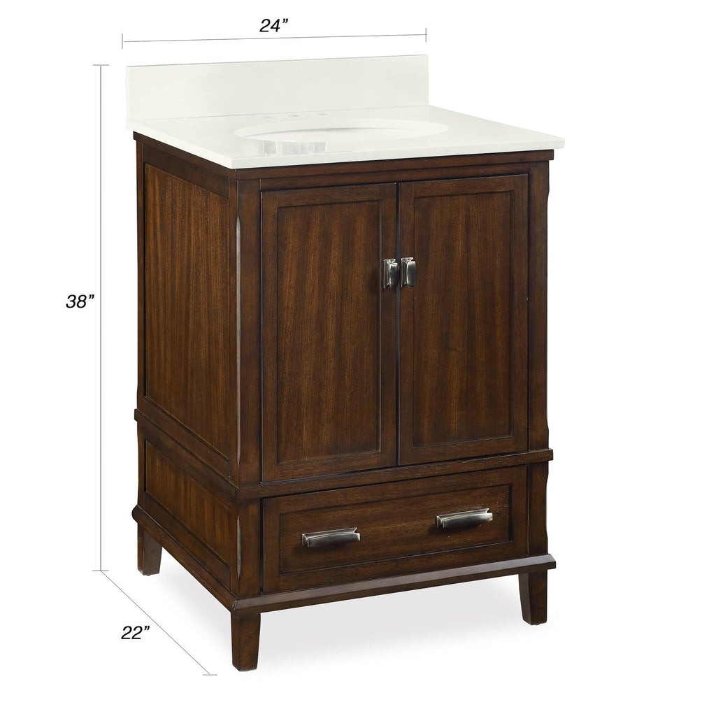 Otum Solid Wood 18-30 Inch Bathroom Vanity with Pre-Installed Oval Porcelain Sink