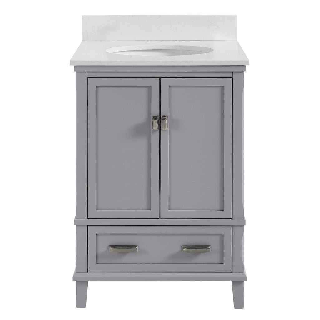 Otum Solid Wood 18-30 Inch Bathroom Vanity with Pre-Installed Oval Porcelain Sink