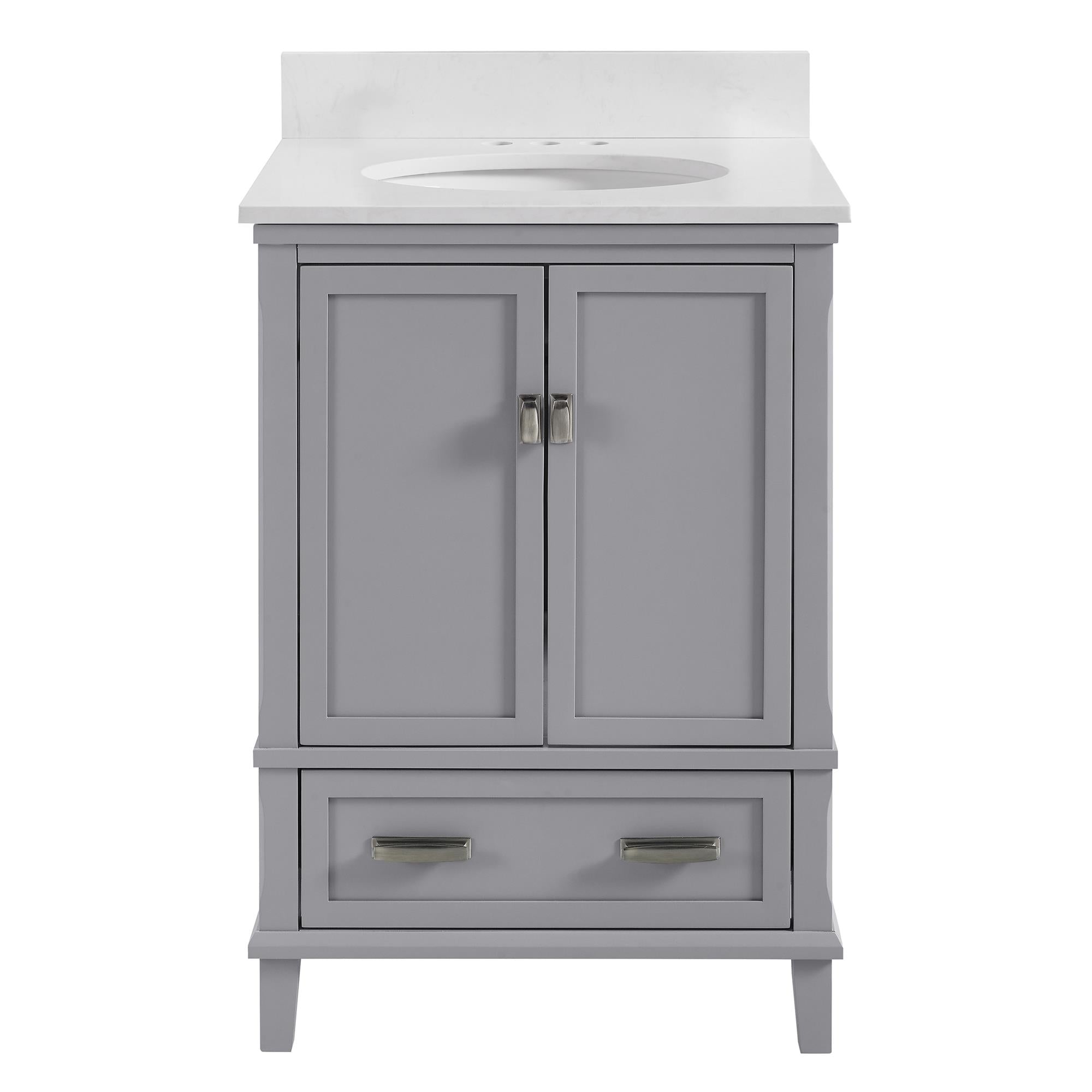 Otum Solid Wood 18-30 Inch Bathroom Vanity with Pre-Installed Oval Porcelain Sink