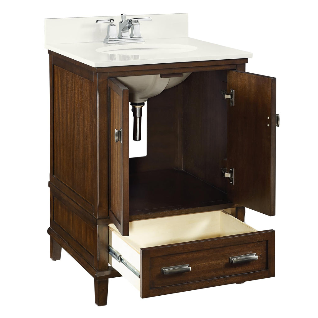 Otum Solid Wood 18-30 Inch Bathroom Vanity with Pre-Installed Oval Porcelain Sink