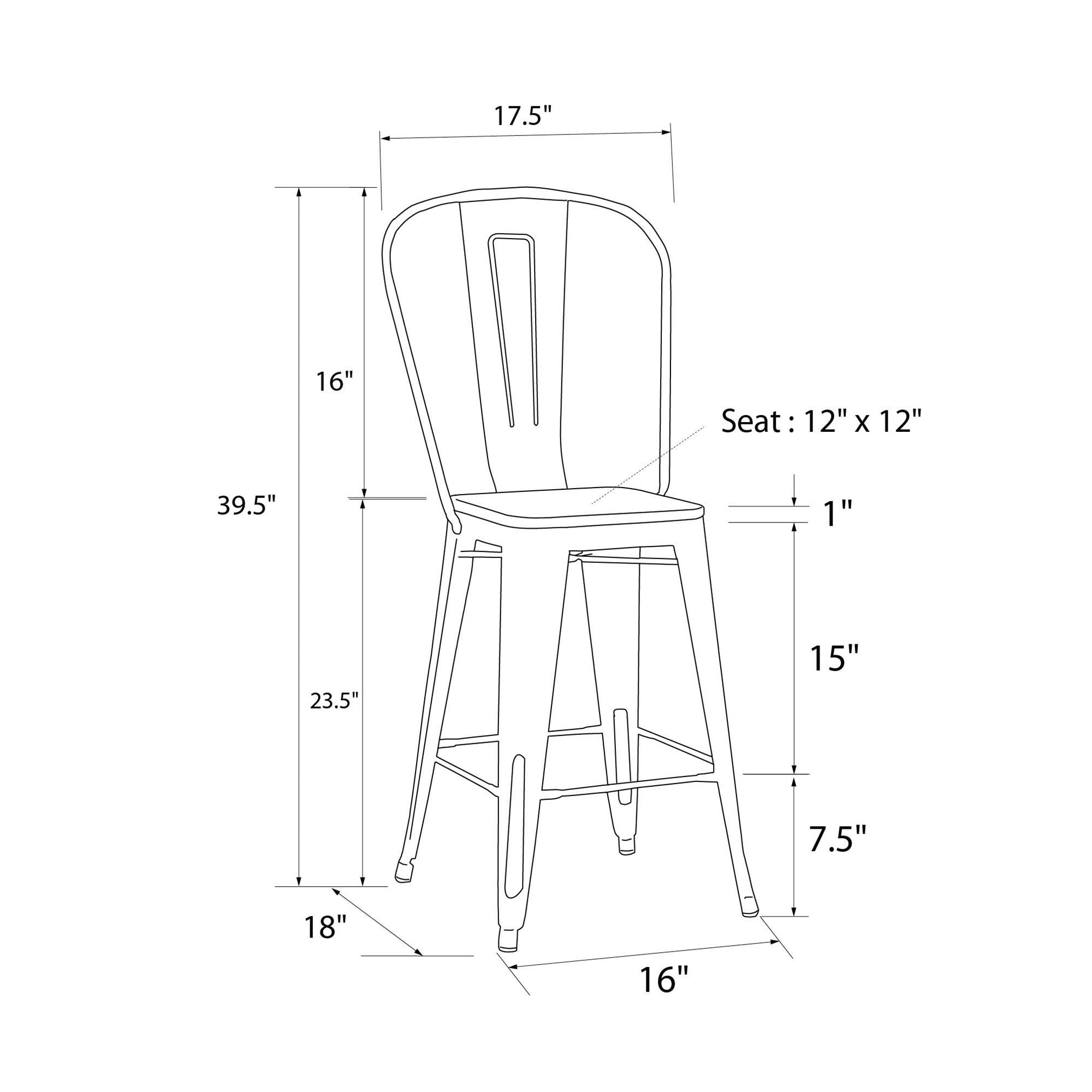 Luxor 24 Inch Metal Counter Height Bar Stool with Wood Seat, Set of 2