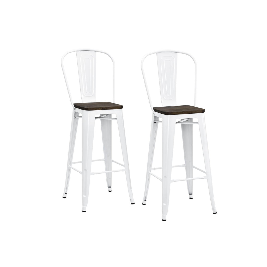 Luxor 24 Inch Metal Counter Height Bar Stool with Wood Seat, Set of 2