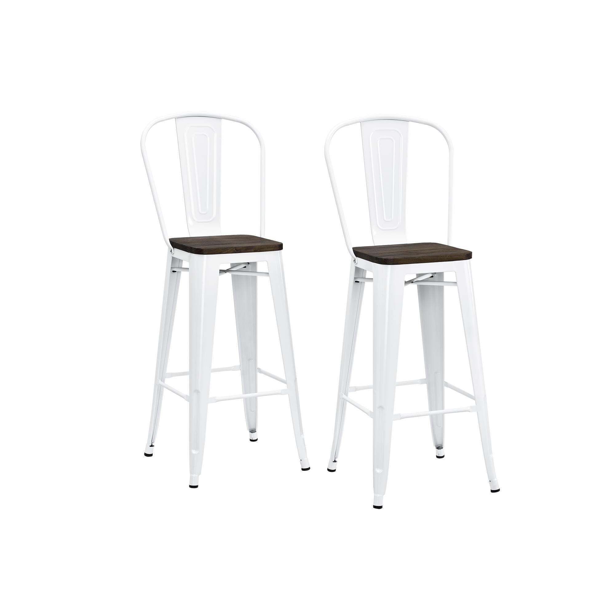 Luxor 24 Inch Metal Counter Height Bar Stool with Wood Seat, Set of 2