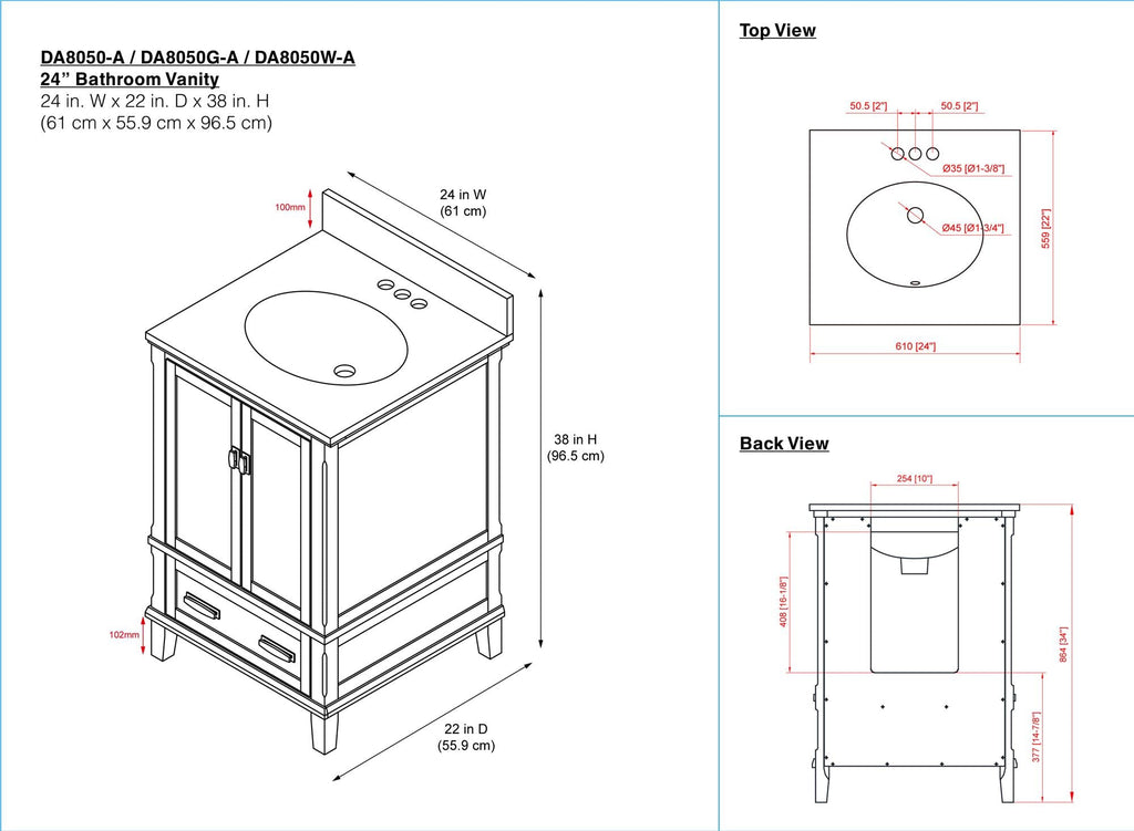 Otum Solid Wood 18-30 Inch Bathroom Vanity with Pre-Installed Oval Porcelain Sink