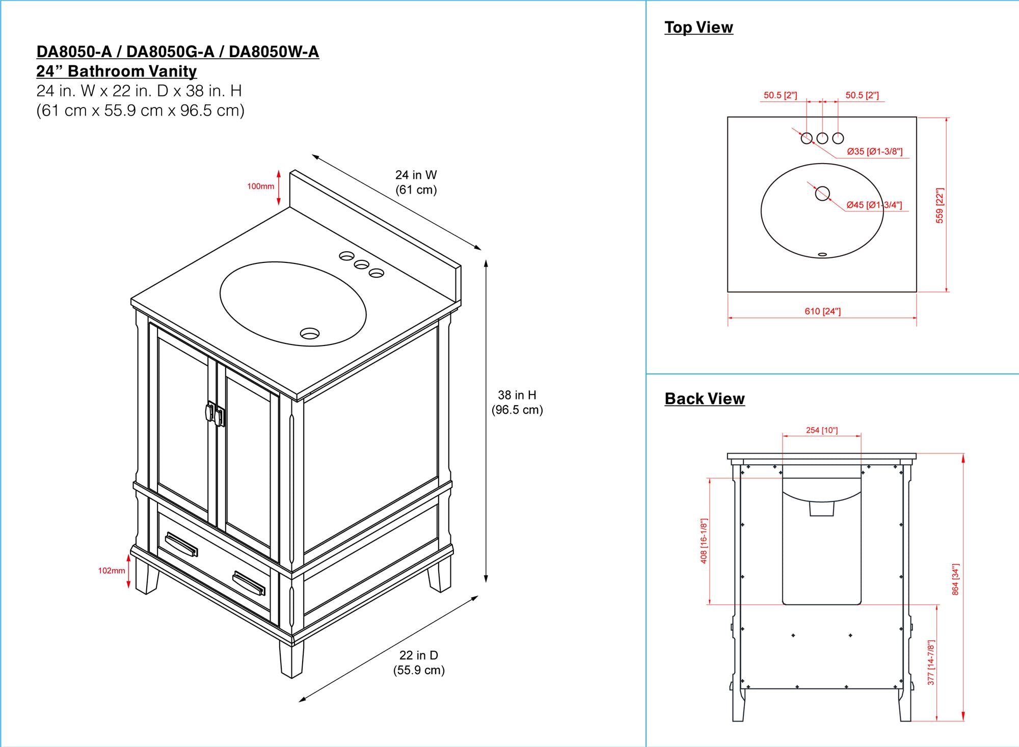 Otum Solid Wood 18-30 Inch Bathroom Vanity with Pre-Installed Oval Porcelain Sink