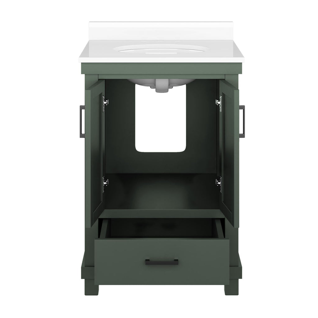 Sunnybrooke Solid Wood 24-30 Inch Bathroom Vanity with Pre-Installed Oval Porcelain Sink