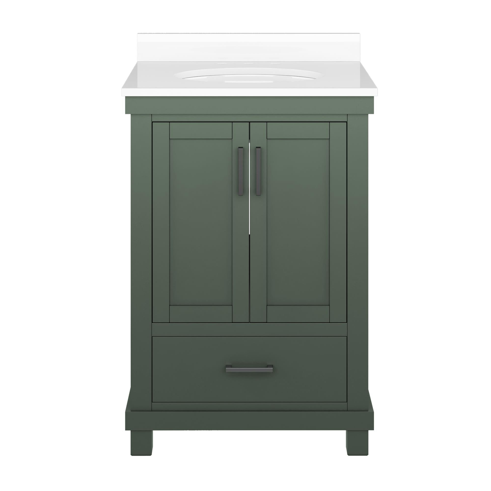 Sunnybrooke Solid Wood 24-30 Inch Bathroom Vanity with Pre-Installed Oval Porcelain Sink