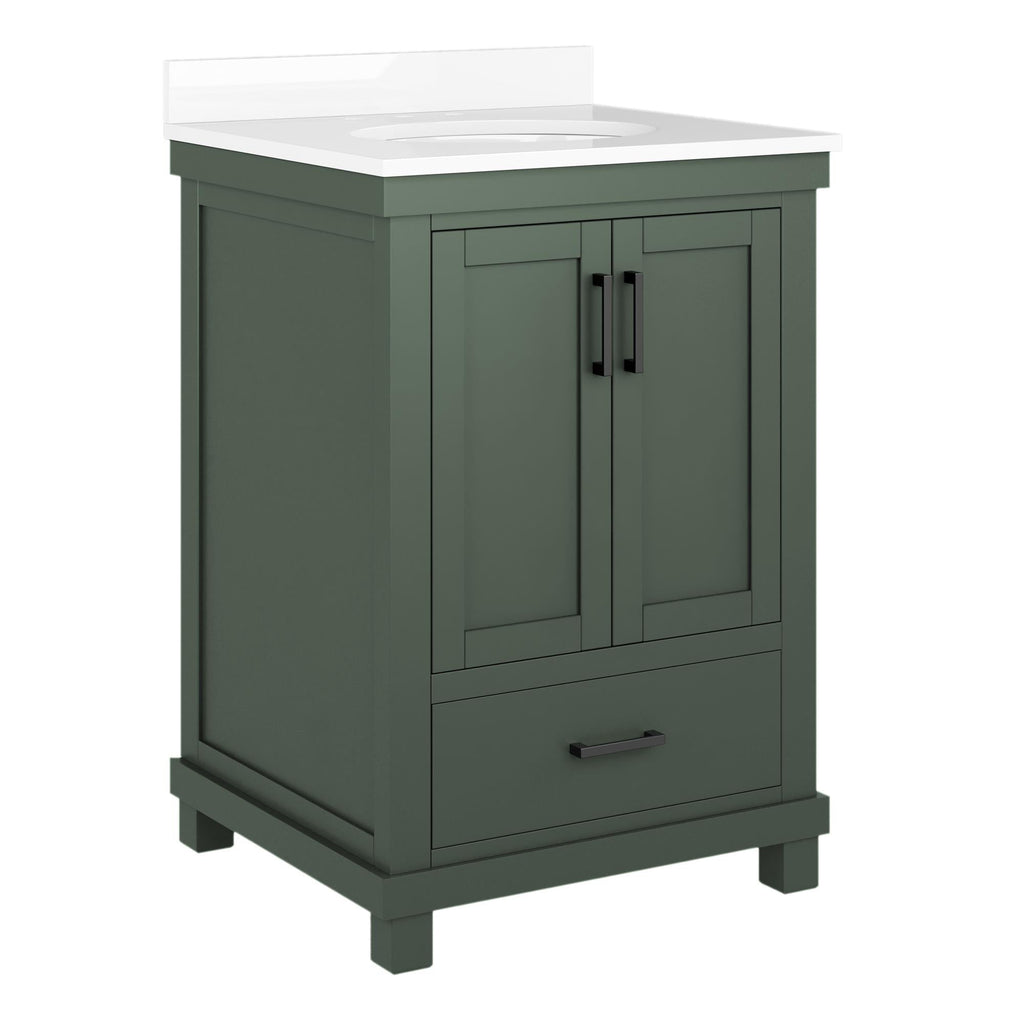 Sunnybrooke Solid Wood 24-30 Inch Bathroom Vanity with Pre-Installed Oval Porcelain Sink