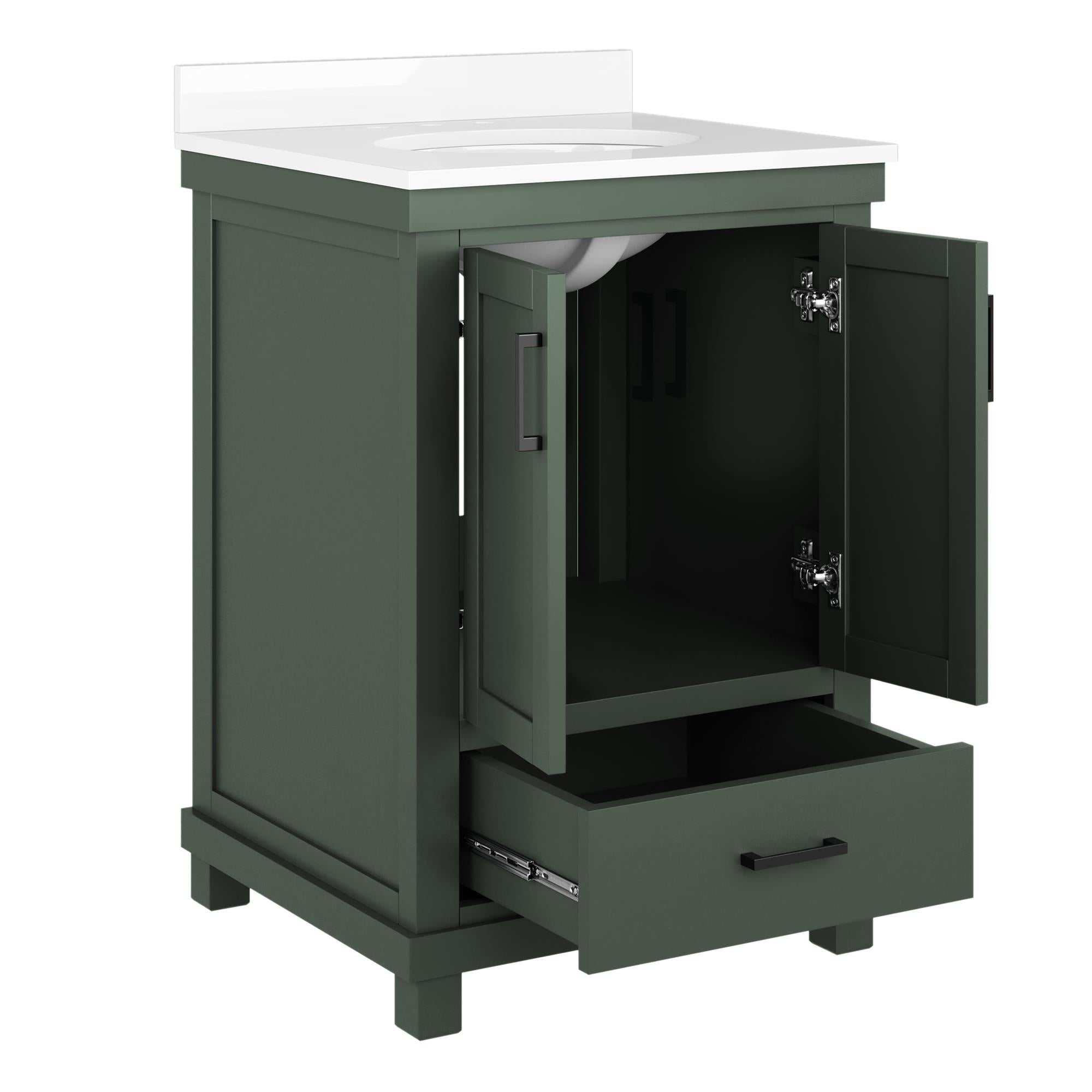 Sunnybrooke Solid Wood 24-30 Inch Bathroom Vanity with Pre-Installed Oval Porcelain Sink