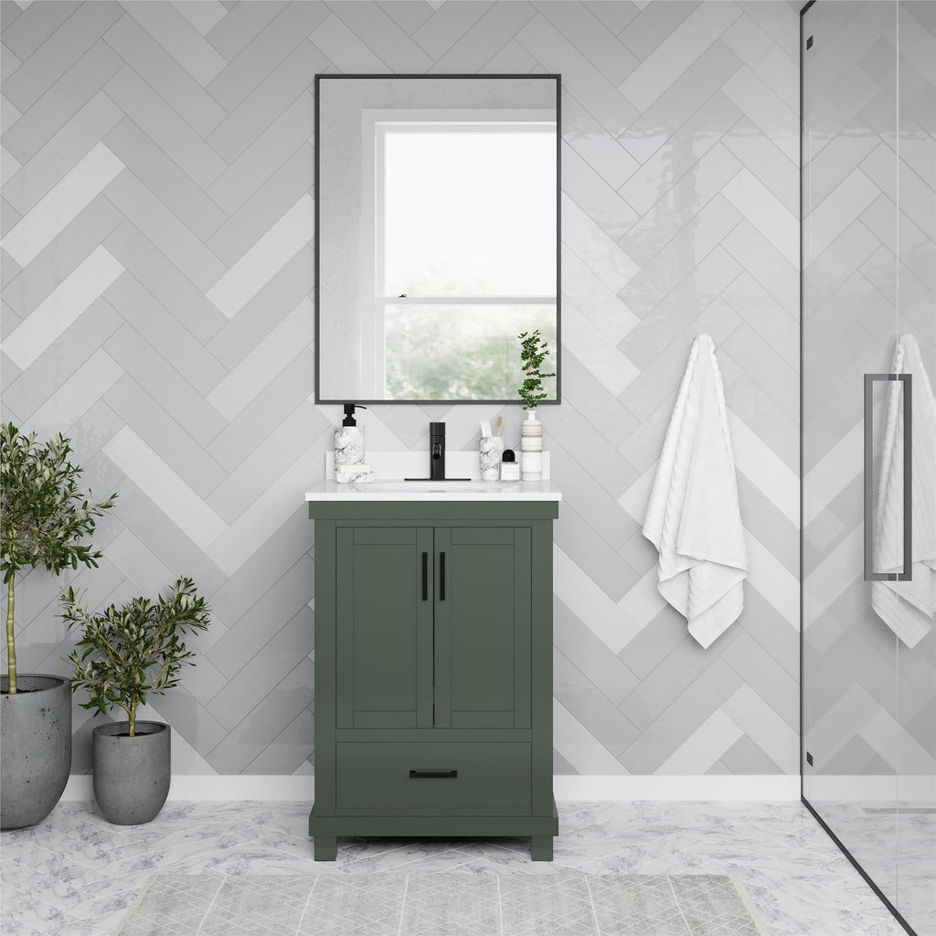 Sunnybrooke Solid Wood 24-30 Inch Bathroom Vanity with Pre-Installed Oval Porcelain Sink