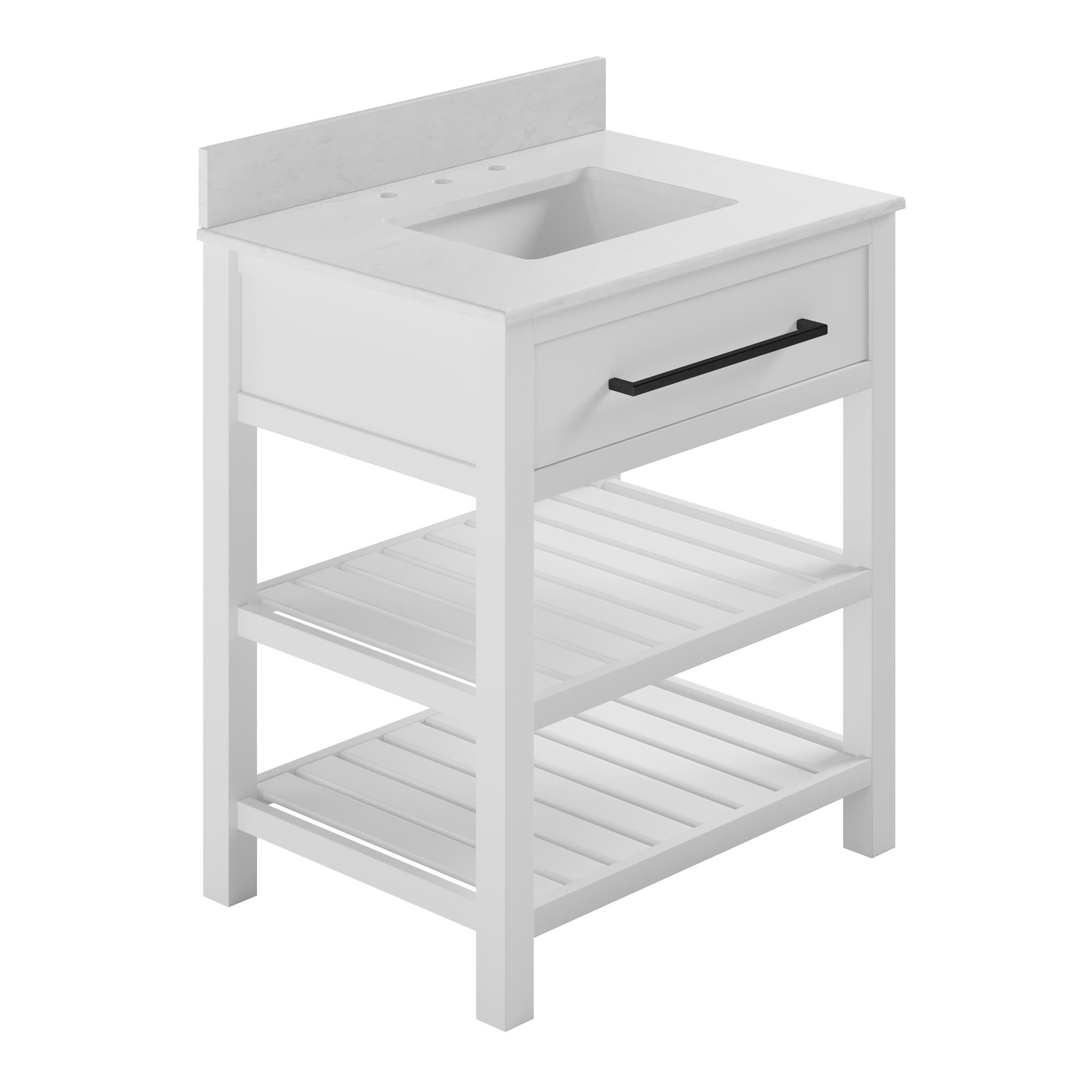 Camden Bathroom Vanity with Ceramic Sink and Metal Towel Rack