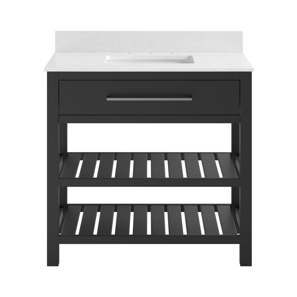 Camden Bathroom Vanity with Ceramic Sink and Metal Towel Rack