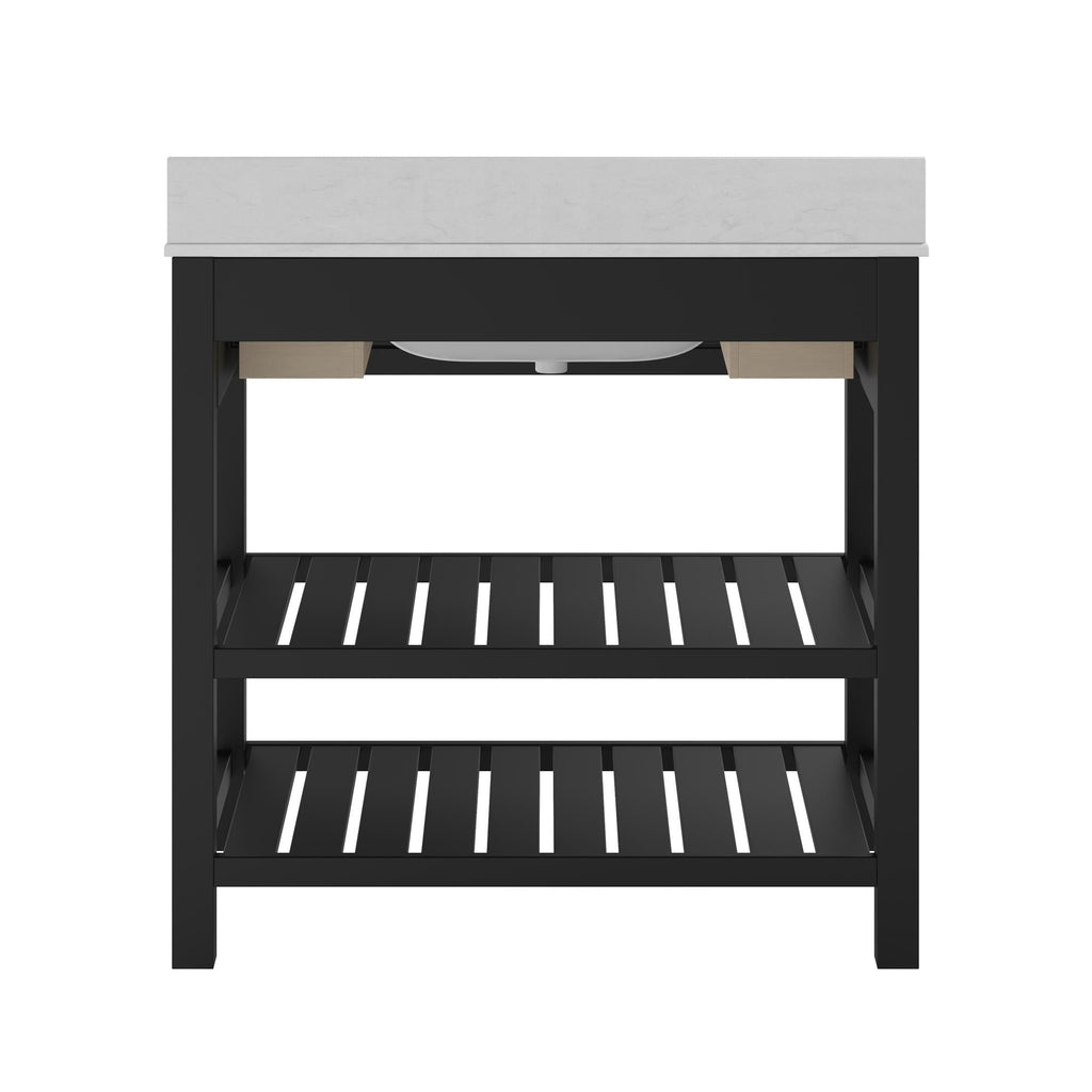 Camden Bathroom Vanity with Ceramic Sink and Metal Towel Rack