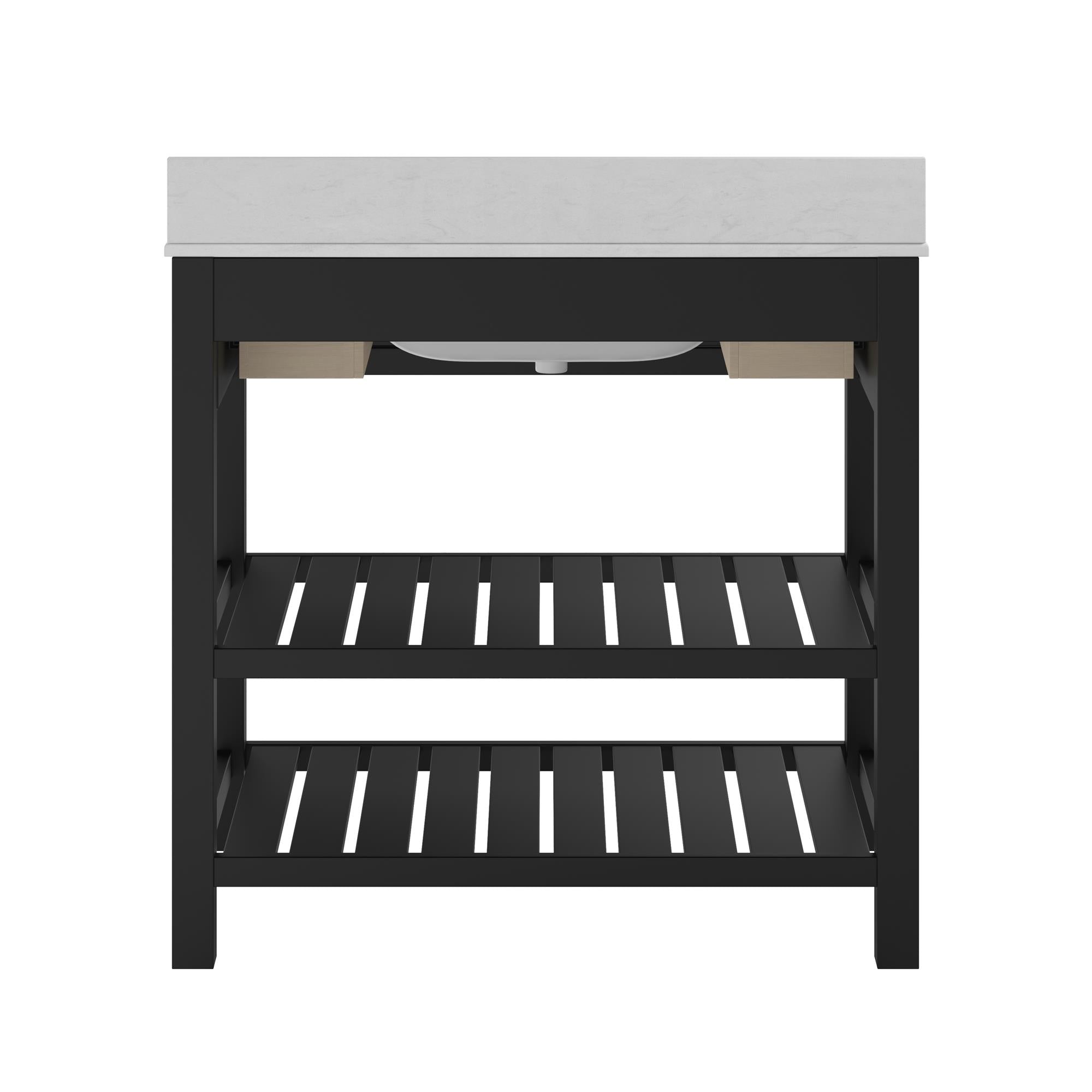 Camden Bathroom Vanity with Ceramic Sink and Metal Towel Rack