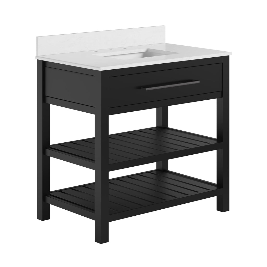 Camden Bathroom Vanity with Ceramic Sink and Metal Towel Rack