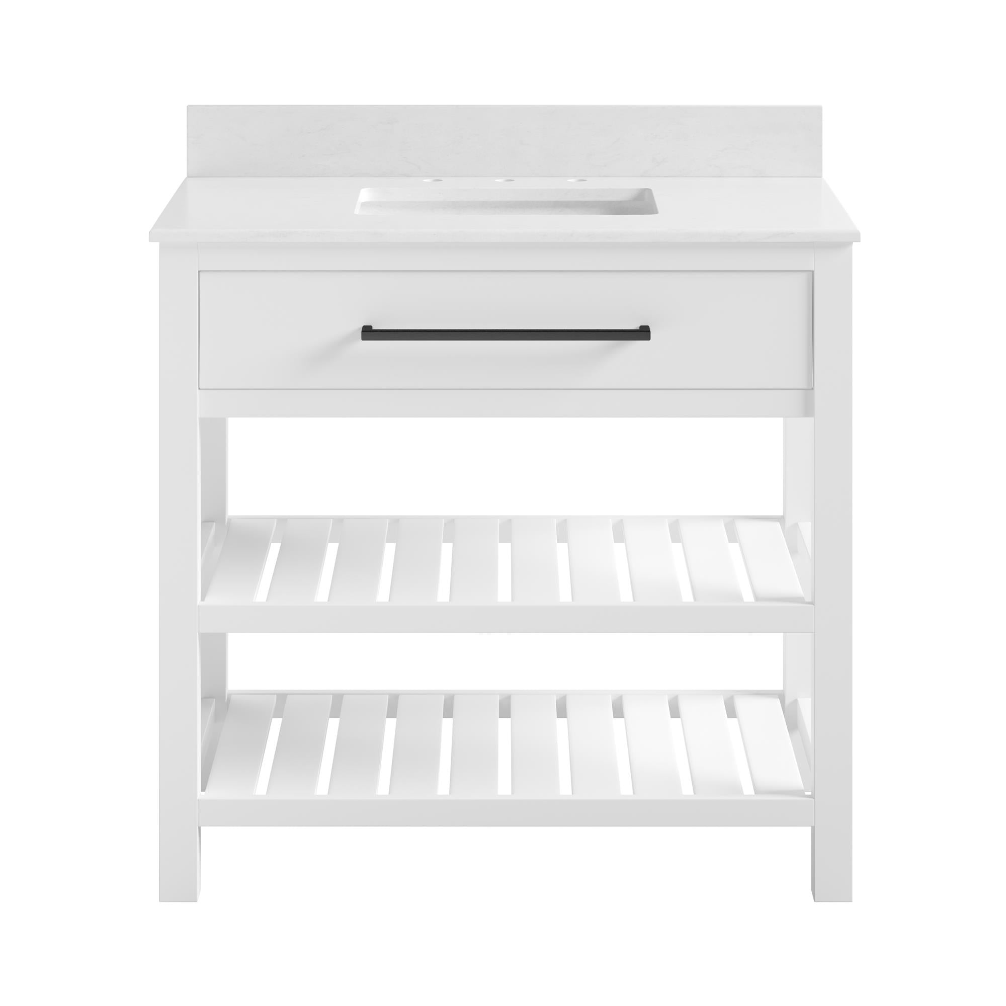 Camden Bathroom Vanity with Ceramic Sink and Metal Towel Rack