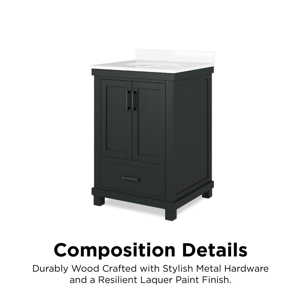Sunnybrooke Solid Wood 24-30 Inch Bathroom Vanity with Pre-Installed Oval Porcelain Sink