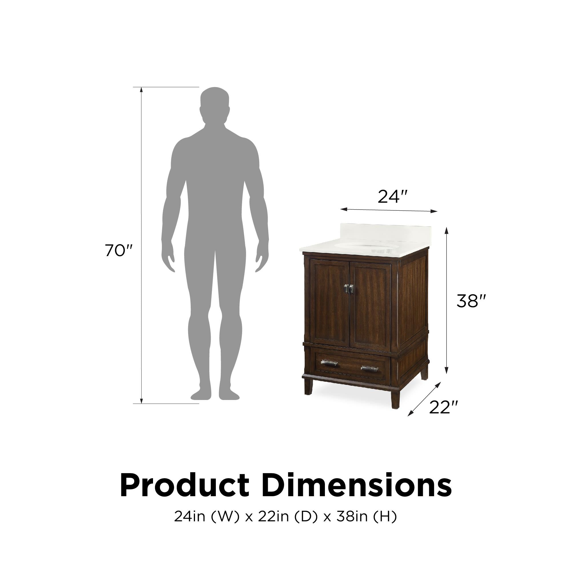 Otum Solid Wood 18-30 Inch Bathroom Vanity with Pre-Installed Oval Porcelain Sink