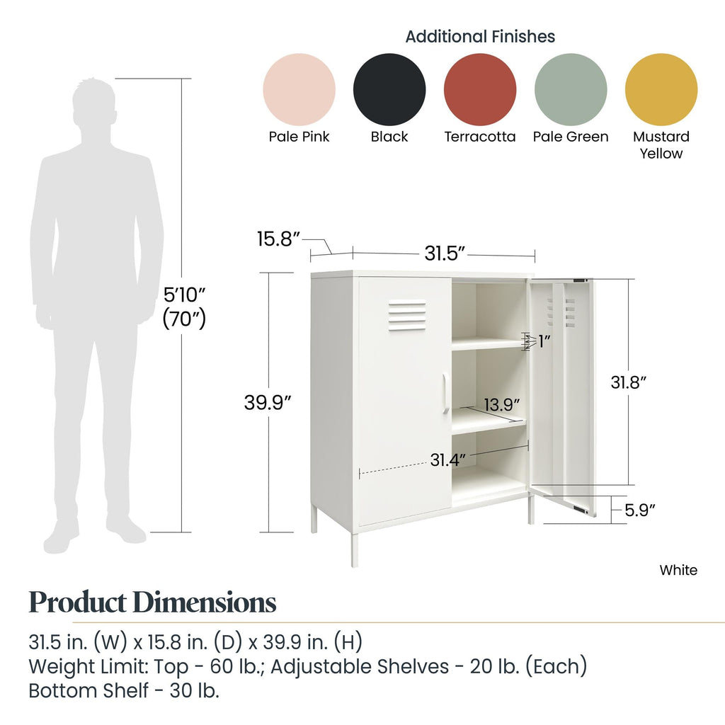 Shadwick 2 Door Metal Locker Style Accent Storage Cabinet