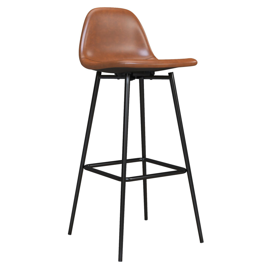 Brandon Upholstered Mid Century Modern Kitchen Bar Stool with Metal Legs