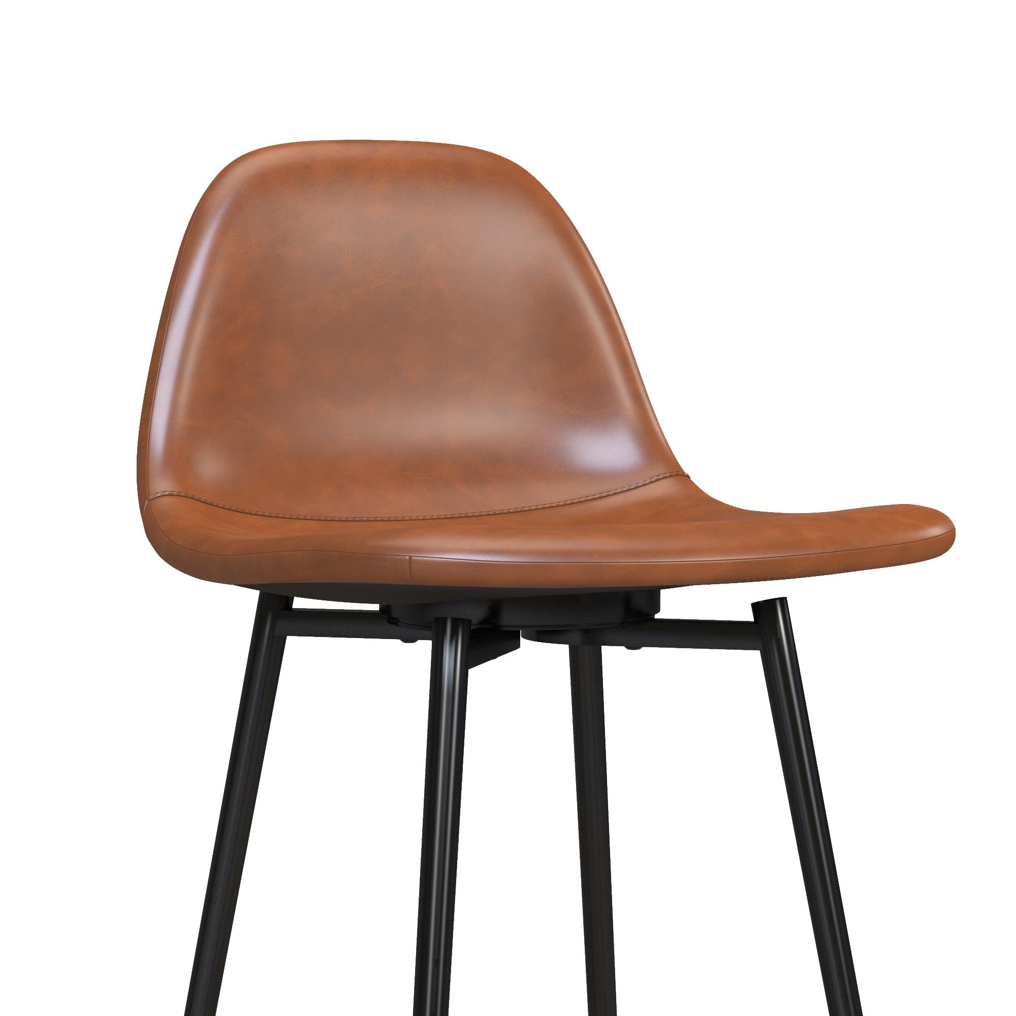 Brandon Upholstered Mid Century Modern Kitchen Bar Stool with Metal Legs