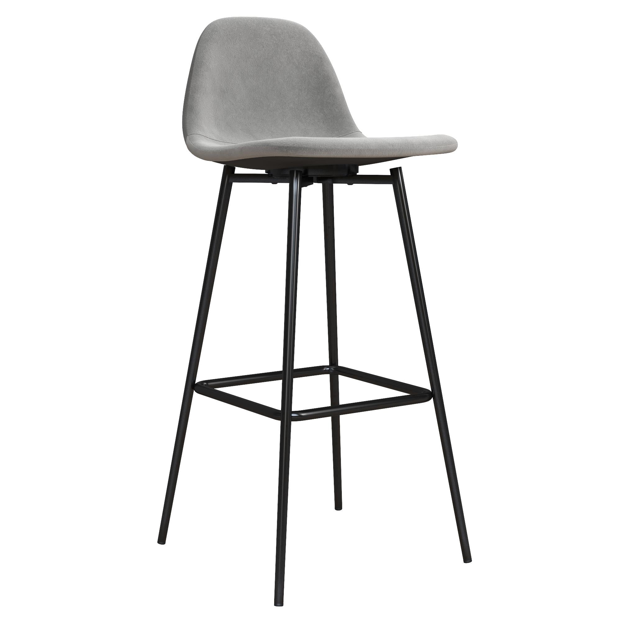 Brandon Upholstered Mid Century Modern Kitchen Bar Stool with Metal Legs