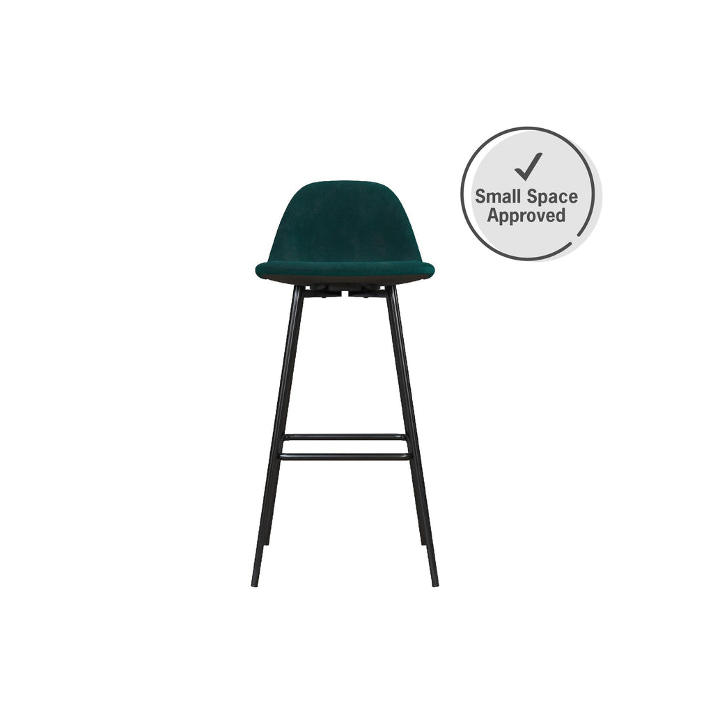 Brandon Upholstered Mid Century Modern Kitchen Bar Stool with Metal Legs