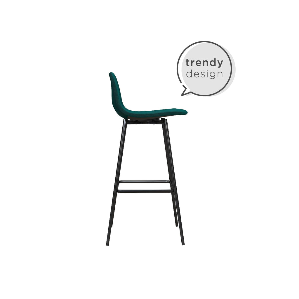 Brandon Upholstered Mid Century Modern Kitchen Bar Stool with Metal Legs