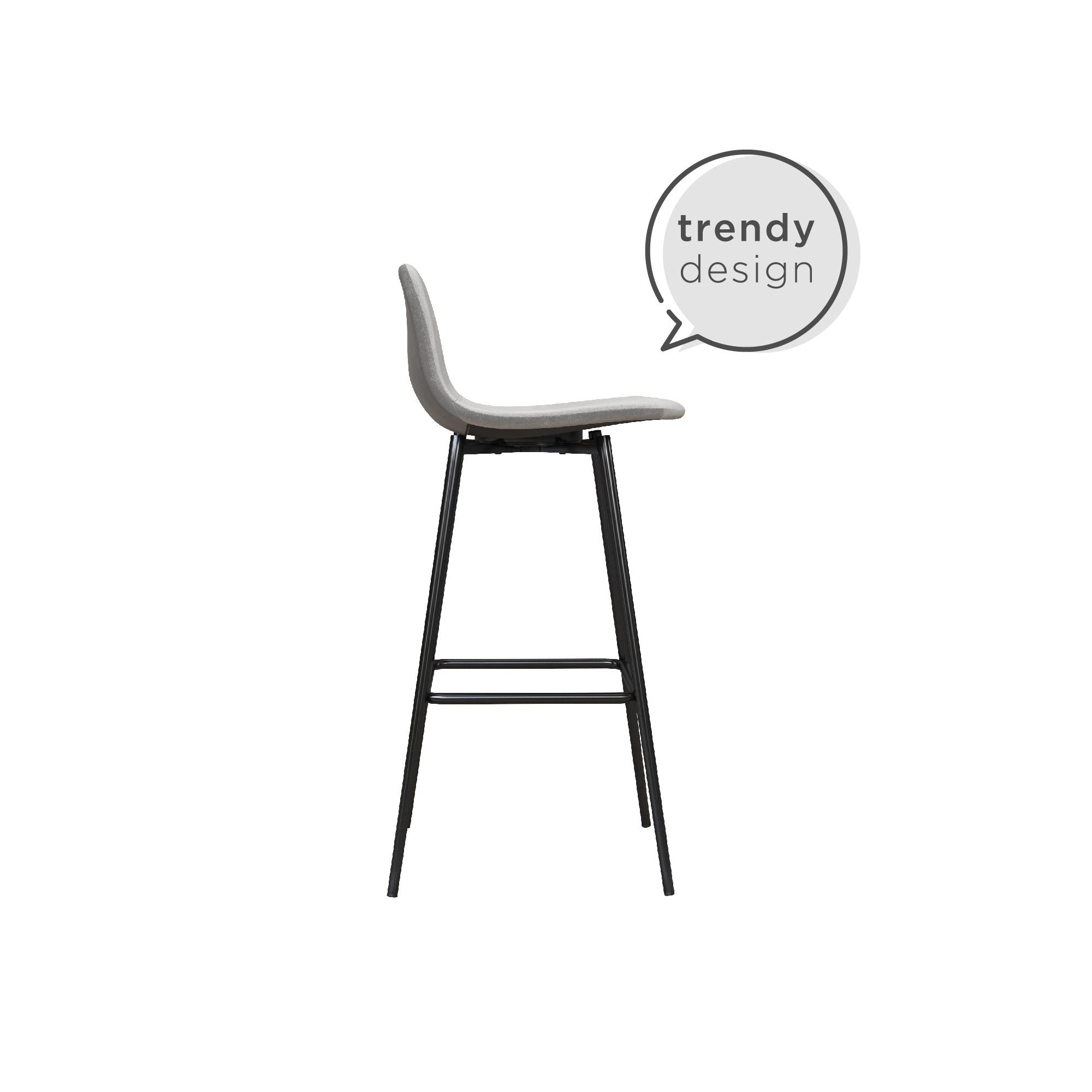 Brandon Upholstered Mid Century Modern Kitchen Bar Stool with Metal Legs