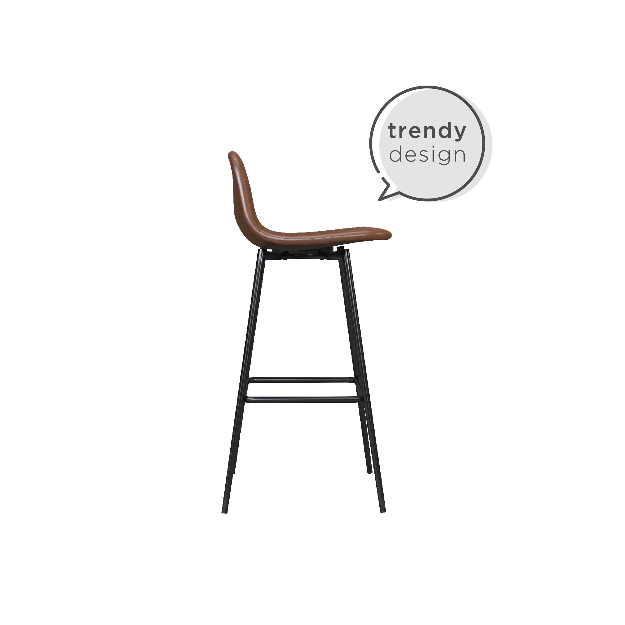 Brandon Upholstered Mid Century Modern Kitchen Bar Stool with Metal Legs
